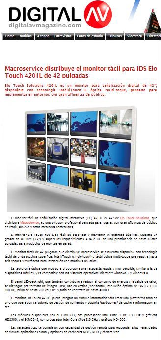 Macroservice en Digital AV Magazine mayo 2013