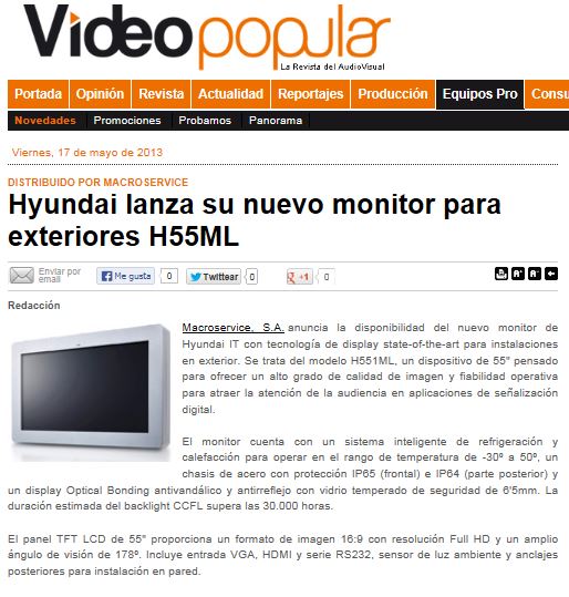 Macroservice en Video Popular mayo 2013